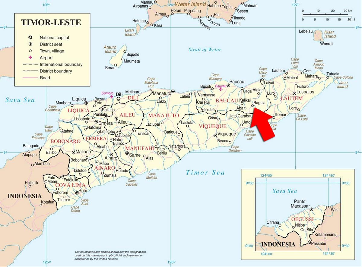 Bản đồ hành chính nước Đông Timor (Timor Leste Map) khổ lớn 2022