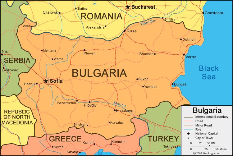 Bản đồ hành chính nước Bulgaria (Bulgaria Map) khổ lớn 2022