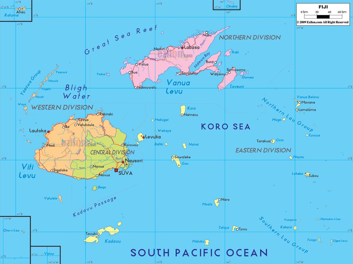 Bản đồ hành chính đất nước Fiji (Fiji Map) khổ lớn năm 2022