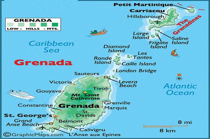 Bản đồ hành chính đất nước Grenada (Grenada Map) khổ lớn 2022