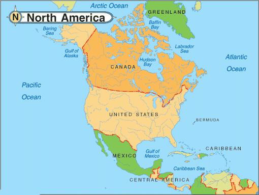 Bản đồ hành chính Châu Bắc Mỹ (North America Map) khổ lớn 2022