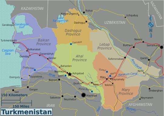 Bản đồ hành chính nước Turkmenisan (Turkmenisan Map) khổ lớn 2022