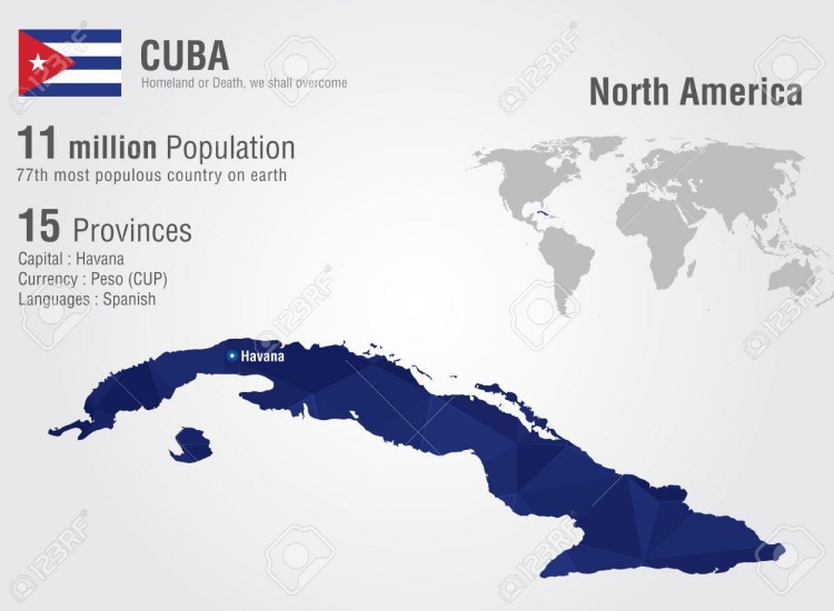 Bản đồ hành chính nước Cuba khổ lớn phóng to 2022