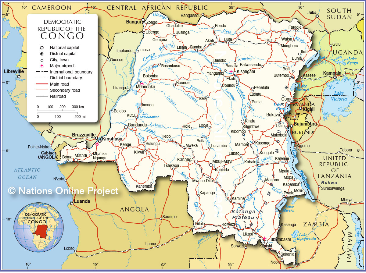 Bản đồ hành chính nước Congo (Congo Map) khổ lớn 2022