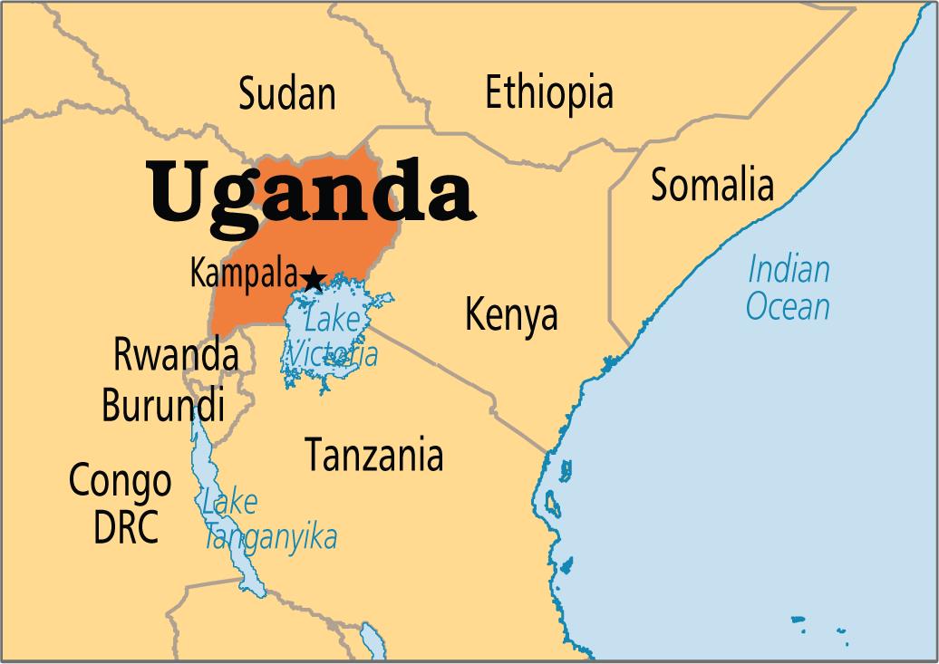 Bản đồ hành chính nước Uganda (Uganda Map) khổ lớn 2022