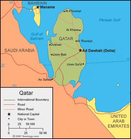 Bản đồ hành chính nước Qatar (Qatar Map) khổ lớn năm 2022