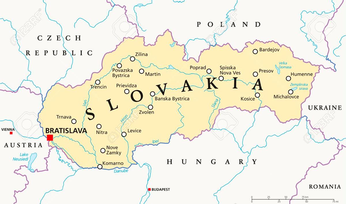 Bản đồ hành chính nước Slovakia (Slovakia Map) khổ lớn 2022