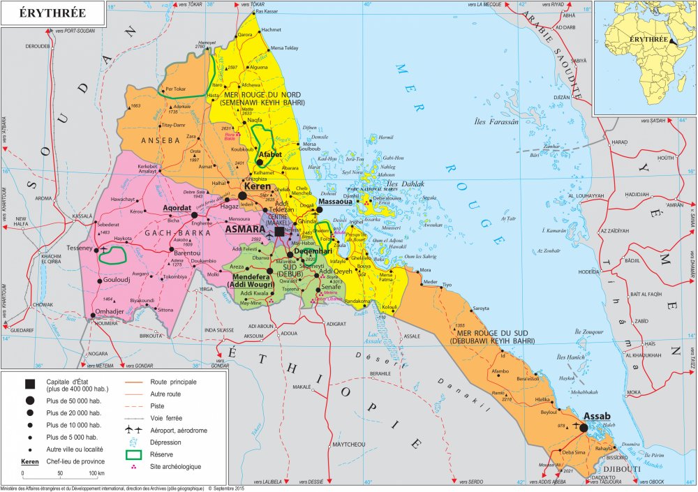 Bản đồ hành chính đất nước Eritrea (Eritrea Map) khổ lớn 2022