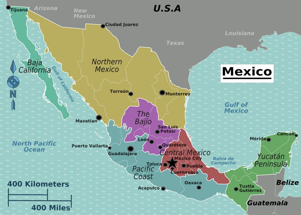 Bản đồ hành chính nước Mexico (Mexico Map) khổ lớn phóng to 2022