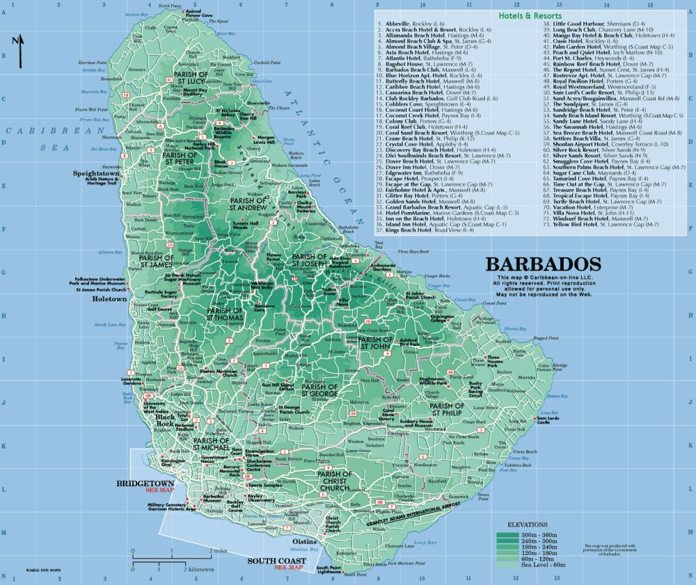 Bản đồ hành chính nước Barbados (Barbados Map) khổ lớn năm 2022