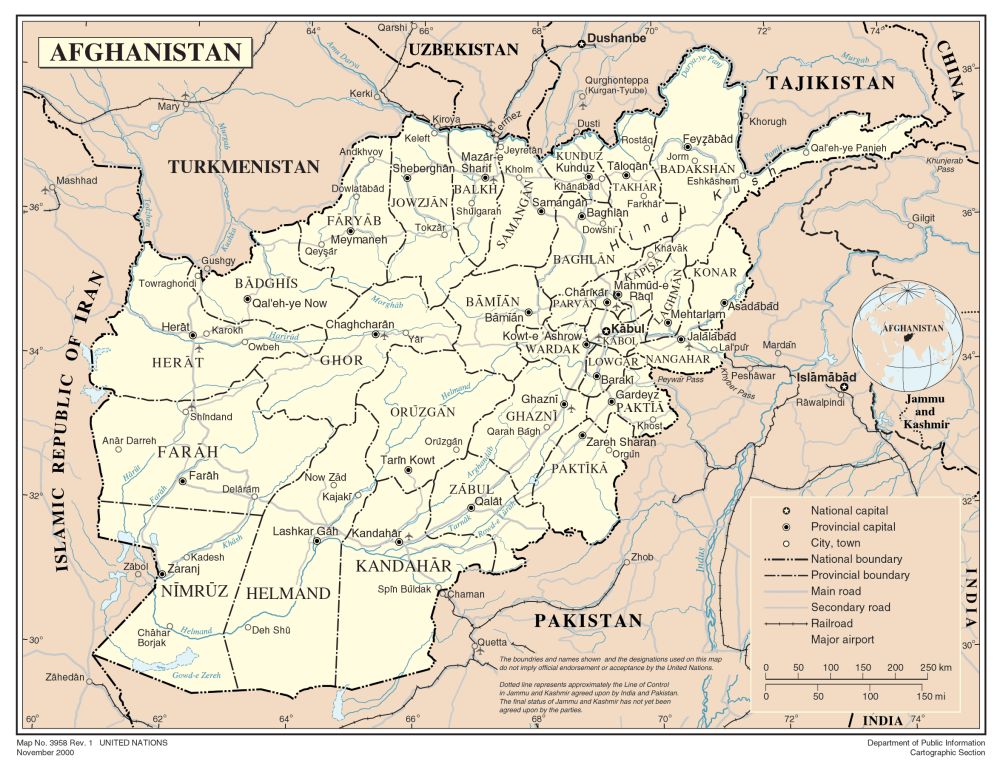 Bản đồ hành chính nước Afghanistan khổ lớn phóng to 2022