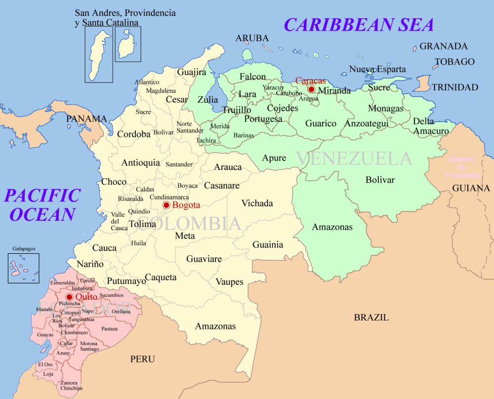 Bản đồ hành chính nước Colombia (Colombia Map) khổ lớn 2022