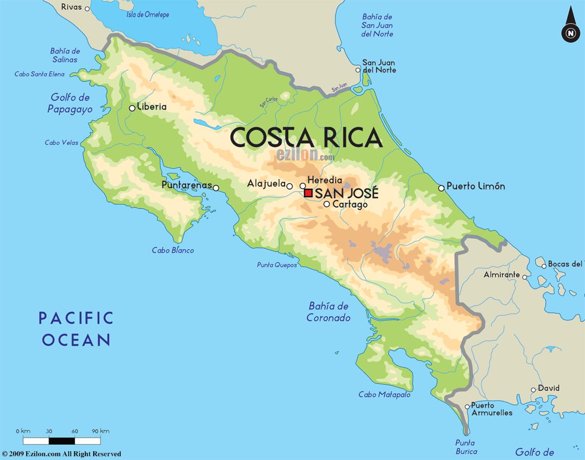 Bản đồ hành chính nước Costa Rica (Costa Rica Map) khổ lớn 2022