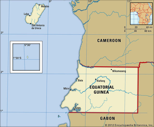 Bản đồ hành chính nước Guinea Xích Đạo (Equatorial Guinea Map) khổ lớn 2022