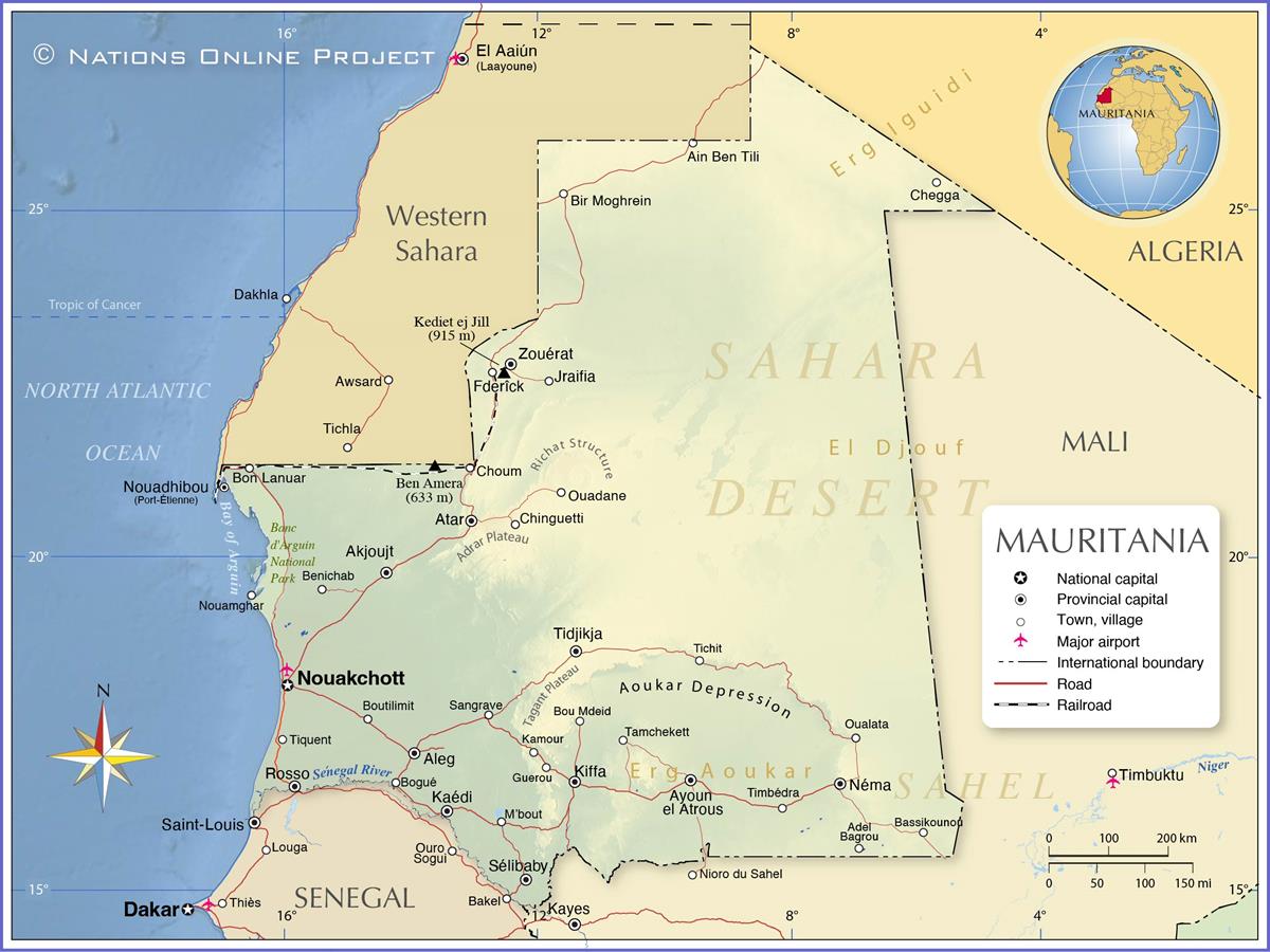 Bản đồ hành chính nước Mauritanie (Mauritania Map) Phóng to 2022