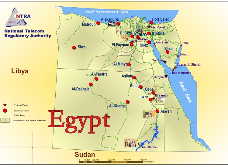 Bản đồ hành chính nước Ai Cập khổ lớn phóng to 2022
