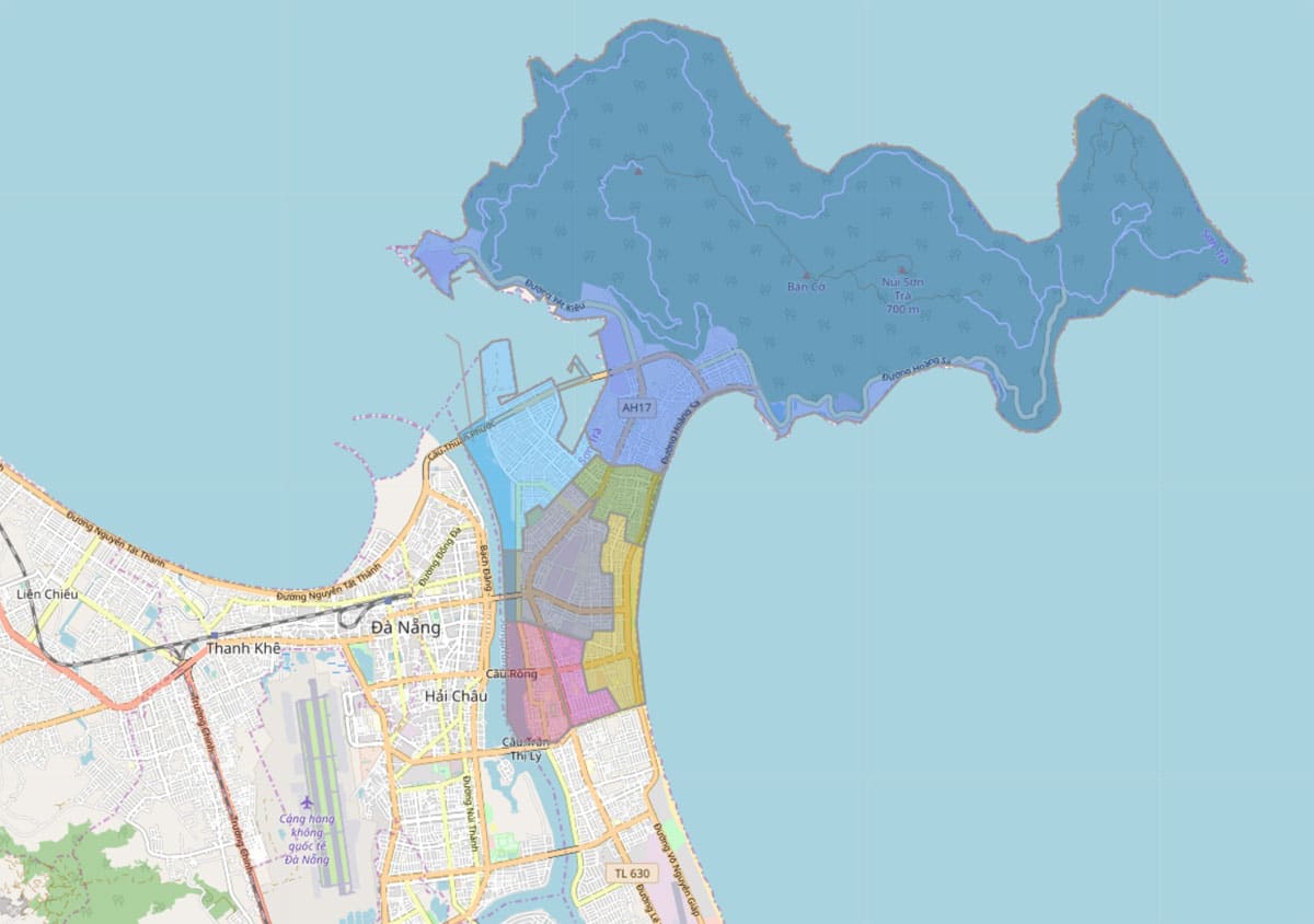 Bản đồ hành chính Quận Sơn Trà Đà Nẵng khổ lớn phóng to 2022