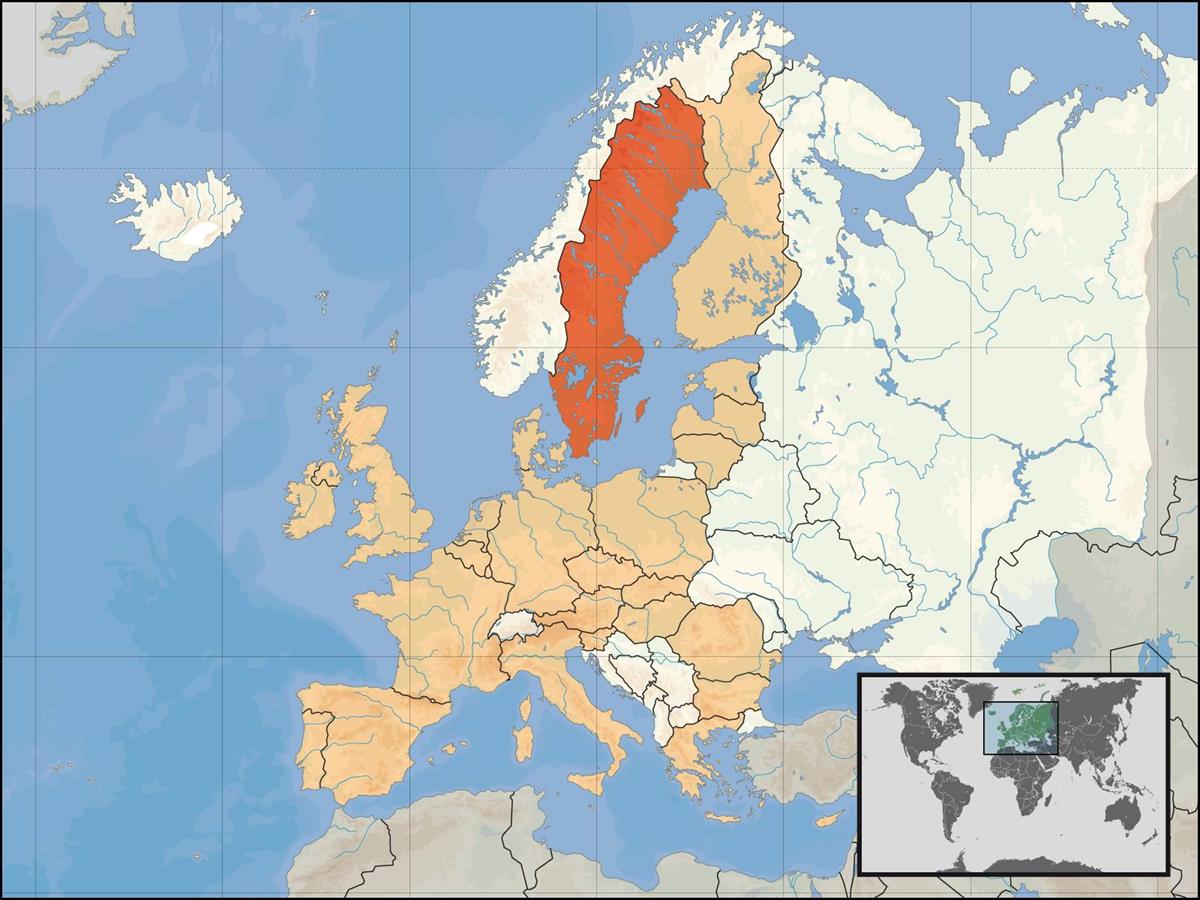 Bản đồ hành chính nước Thuỵ Điển (Sweden) khổ lớn phóng to 2022