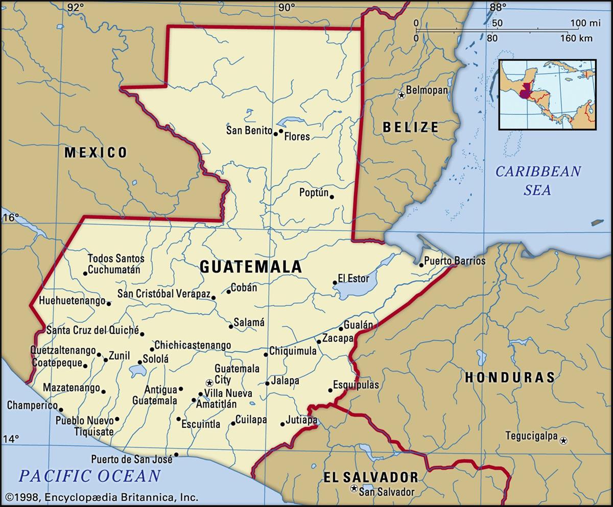 Bản đồ hành chínhnước Guatemala (Guatemala Map) khổ lớn 2022