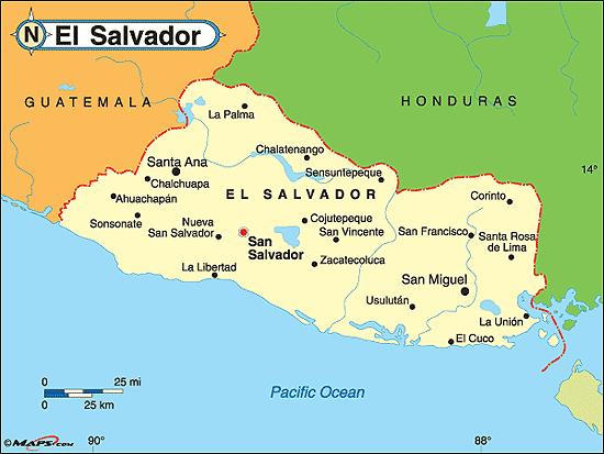 Bản đồ hành chính nước El Salvador (El Salvador Map) khổ lớn 2022