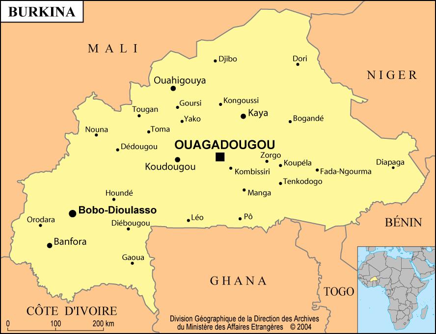 Bản đồ hành chính nước Burkina Faso (Burkina Faso Map) khổ lớn 2022