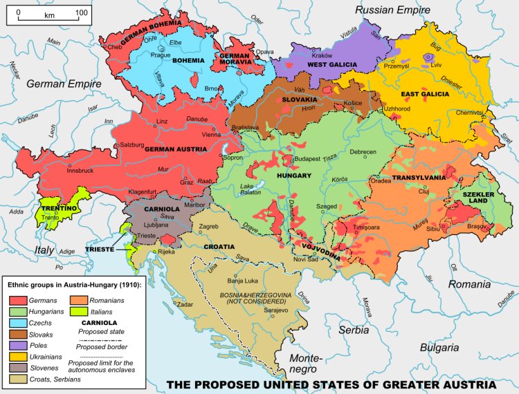 Bản đồ hành chính nước Áo (Austria) khổ lớn phóng to 2022