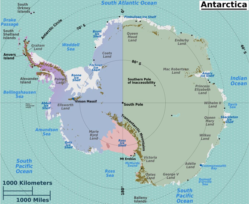 Bản đồ hành chính Châu Nam Cực (Antarctica Map) khổ lớn phóng to 2022