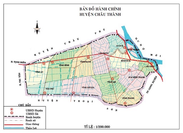 Bản đồ hành chính Huyện Châu Thành (An Giang) khổ lớn mới nhất 2022