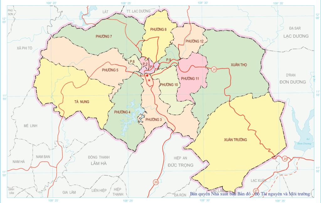 Bản đồ hành chính Thành phố Đà Lạt mới nhất năm 2022
