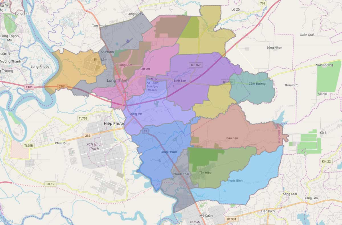 Bản đồ Hành chính Huyện Long Thành khổ lớn mới nhất 2022