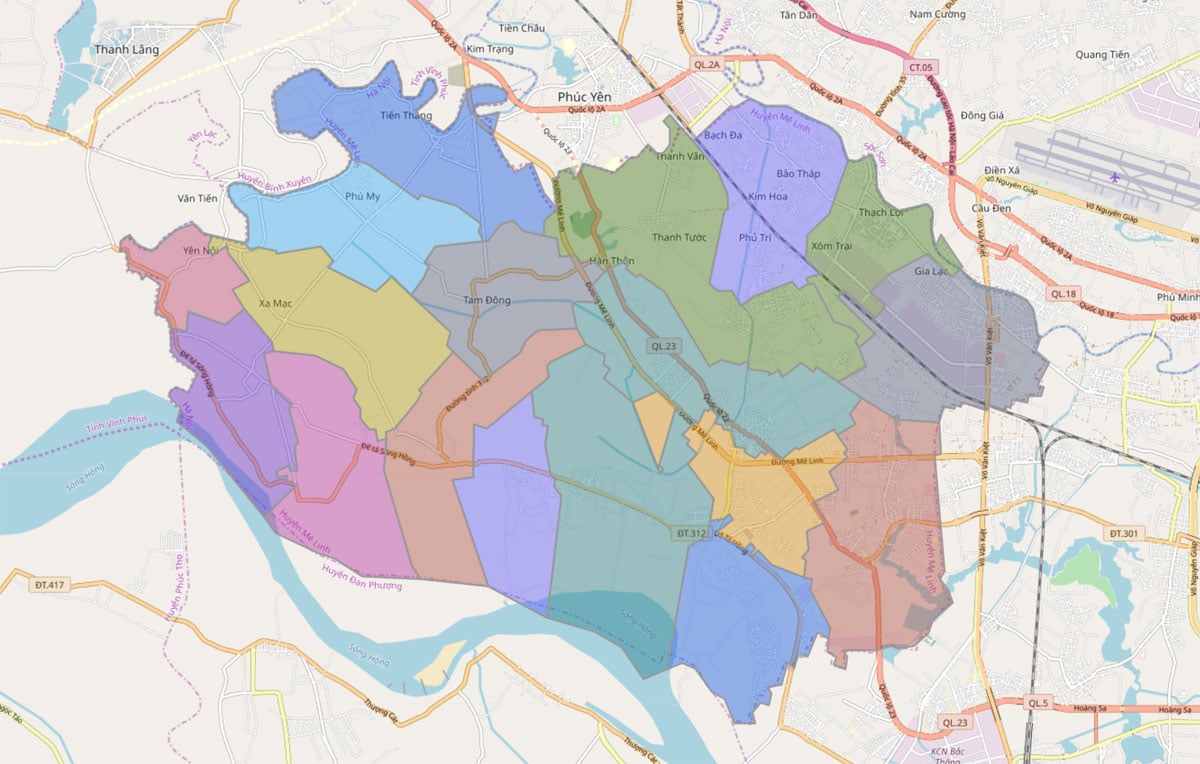 Bản đồ huyện Mê Linh & Thông tin quy hoạch đến năm 2030