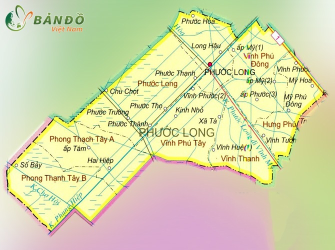 Bản đồ hành chính huyện Phước Long (Bạc Liệu) khổ lớn mới nhất 2022