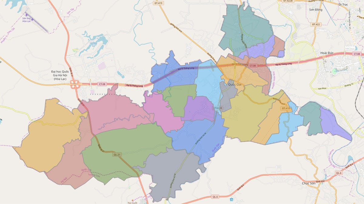 Bản đồ hành chính huyện Quốc Oai tại Hà Nội khổ lớn mới nhất 2022