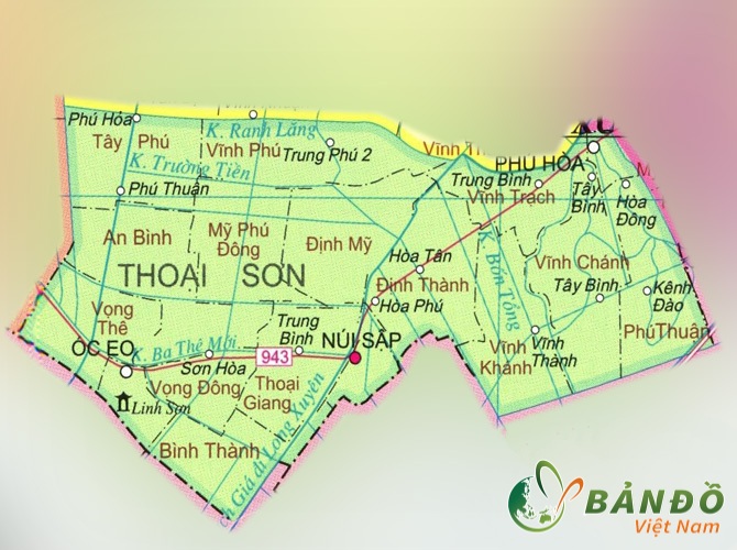 Bản đồ hành chính huyện Thoại Sơn tại An Giang khổ lớn phóng to 2022