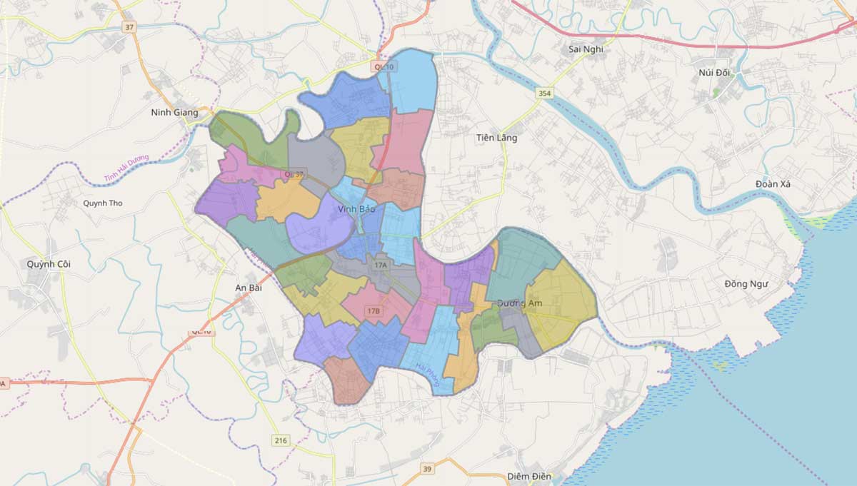 Bản đồ huyện Vĩnh Bảo tại TP Hải Phòng khổ lớn 2022