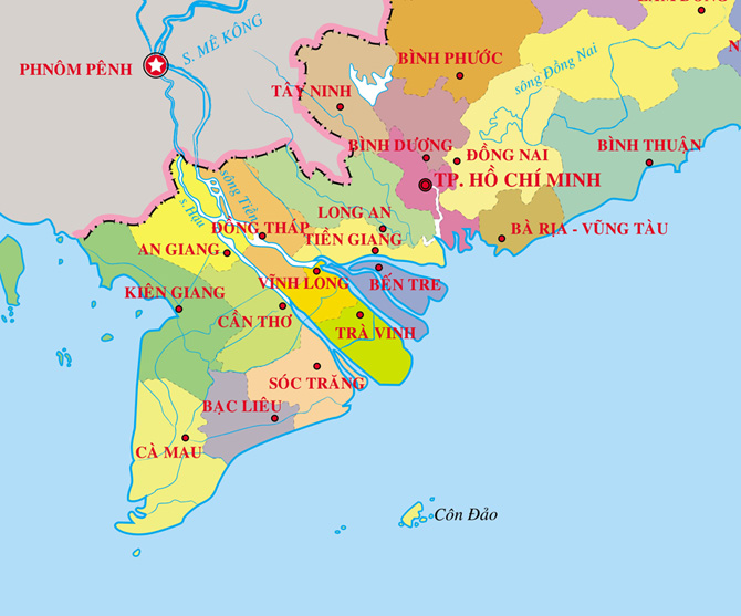 Bản đồ miền Nam Việt Nam khổ lớn mới nhất 2022