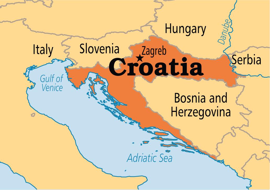 Bản đồ hành chính nước Croatia (Croatia Map) khổ lớn 2022