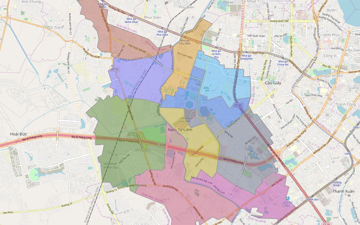 Bản đồ Quận Nam Từ Liêm khổ lớn mới nhất 2022