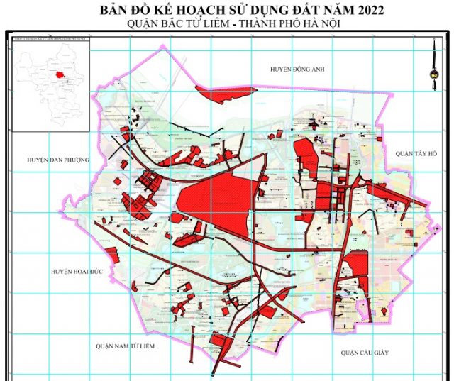 Bản đồ quy hoạch sử dụng đất Quận Bắc Từ Liêm tại TP Hà Nội đến 2030