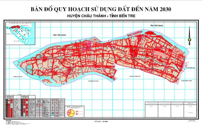 Bản đồ quy hoạch sử dụng đất Huyện Châu Thành tại Bến Tre đến 2030