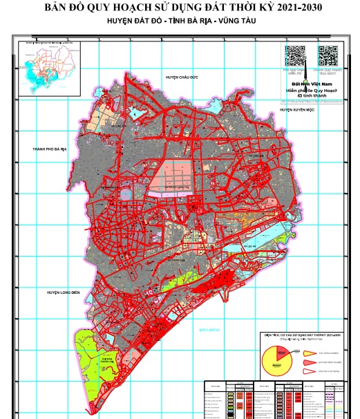 Bản đồ quy hoạch sử dụng đất huyện Đất Đỏ (BR - VT) đến năm 2030