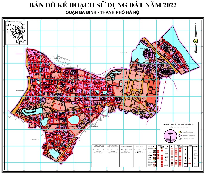 Bản đồ quy hoạch sử dụng đất Quận Ba Đình tại Thành Phố Hà Nội đến 2030