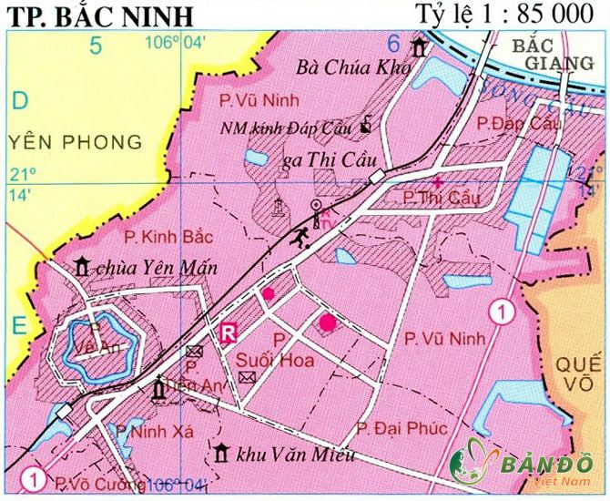 Bản đồ hành chính Thành phố Bắc Ninh khổ lớn phóng to 2022