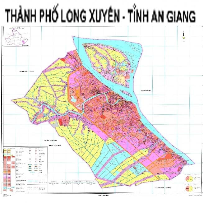 Bản đồ hành chính TP Long Xuyên tỉnh An Giang khổ lớn phóng to 2022