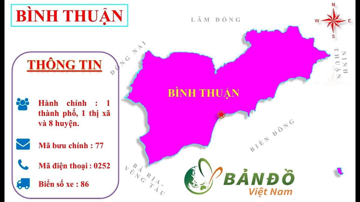 Bản đồ Hành chính tỉnh Bình Thuận khổ lớn phóng to 2022