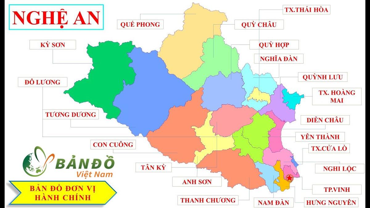 Bản đồ Hành chính tỉnh Nghệ An khổ lớn phóng to năm 2022