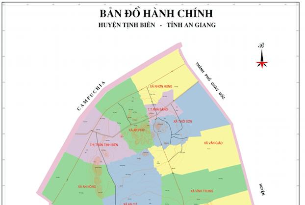 Bản đồ hành chính huyện Tịnh Biên tại An Giang khổ lớn mới nhất 2022