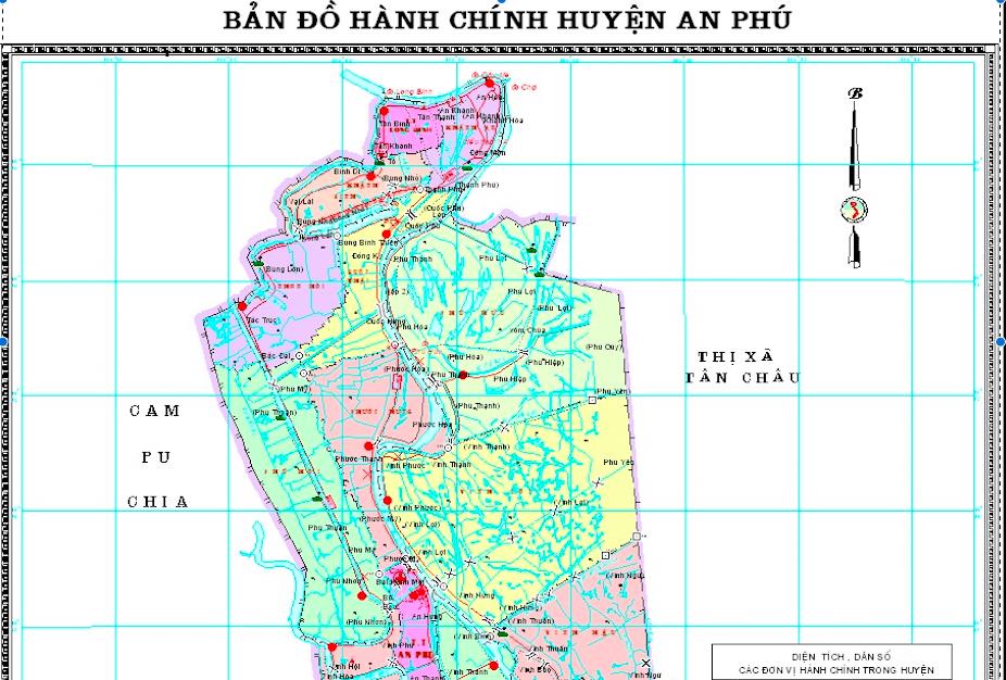 Bản đồ hành chính Huyện An Phú tại An Giang khổ lớn mới nhất 2022