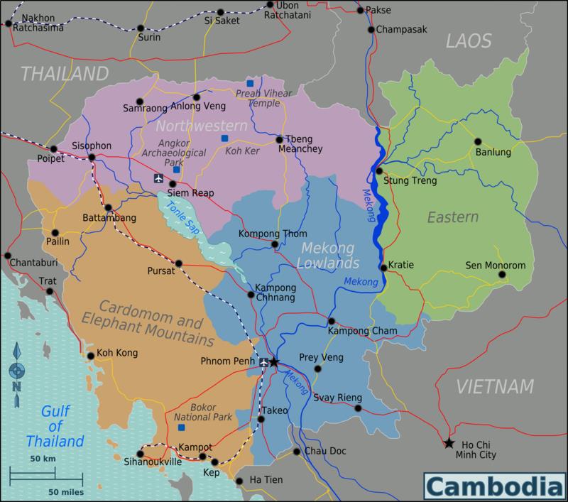 Bản đồ nước Campuchia mới nhất năm 2022