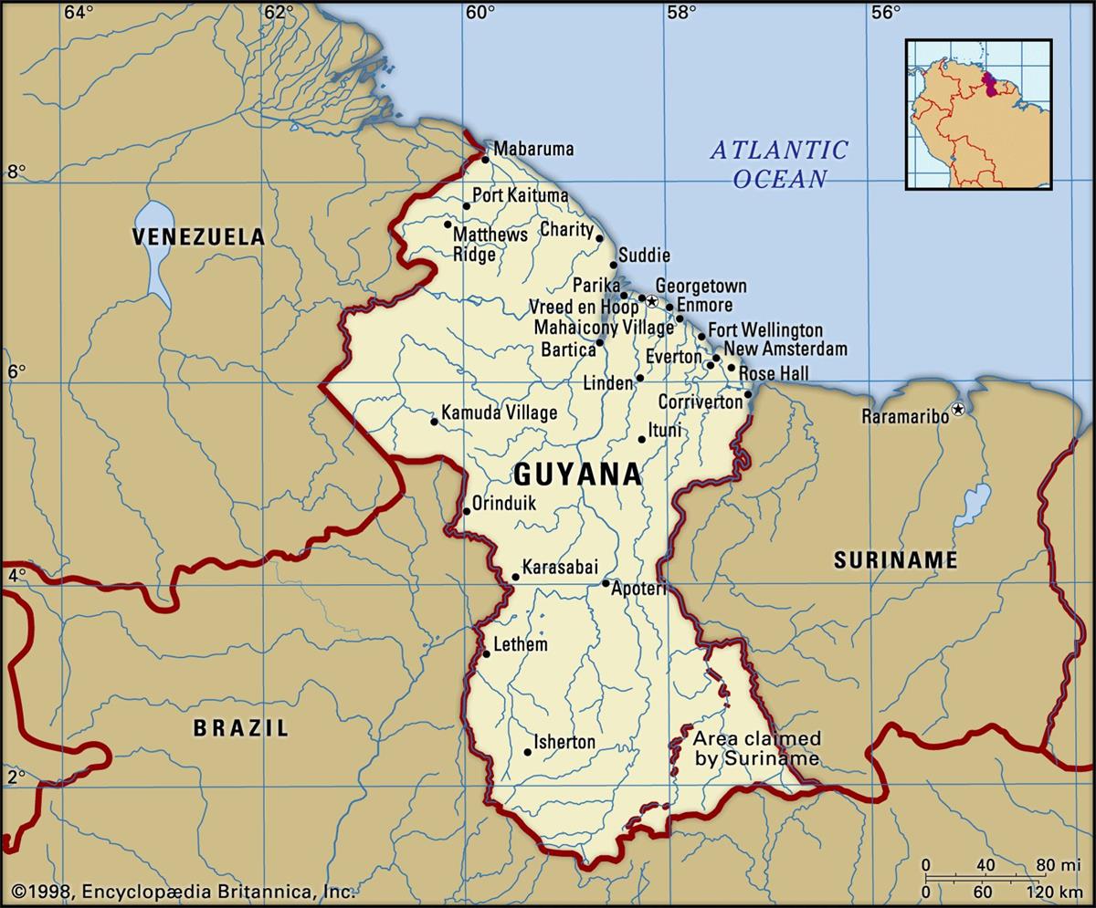 Bản đồ hành chính nước Guyana (Guyana Map) khổ lớn 2022